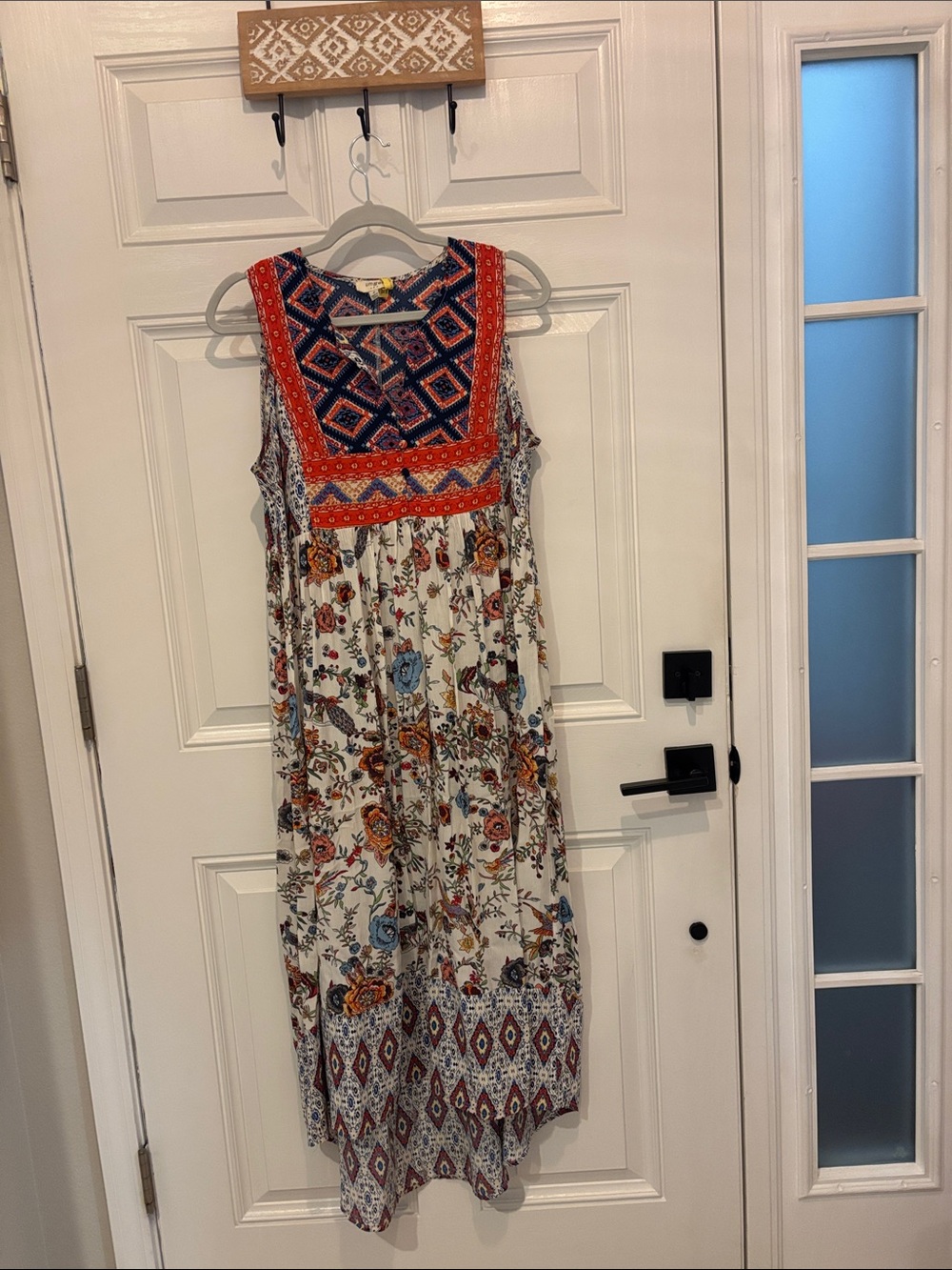 Umgee Floral boho mixed media high low gorgeous festival dress size small
